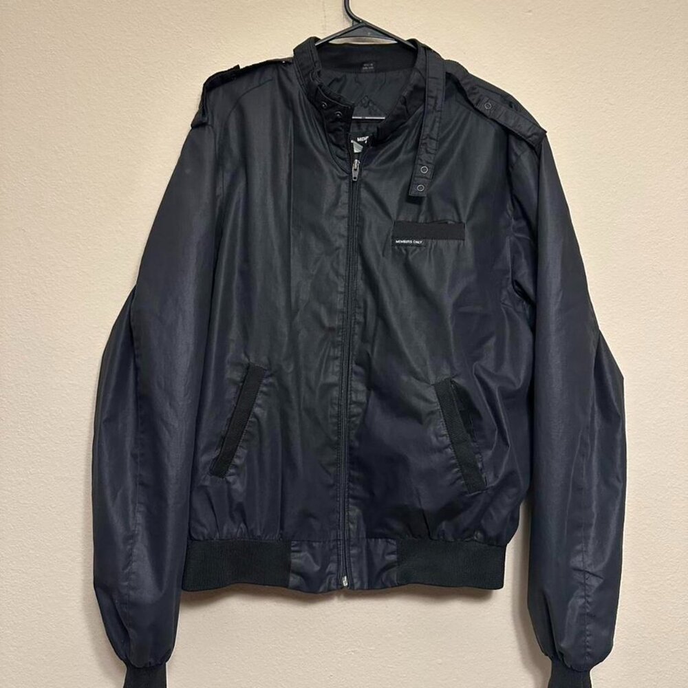 Vintage Black Member Only Bomber Full Zip Jacket